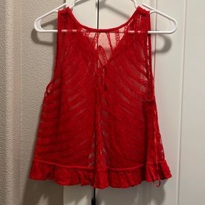Free People Lace Tanks - black and red
